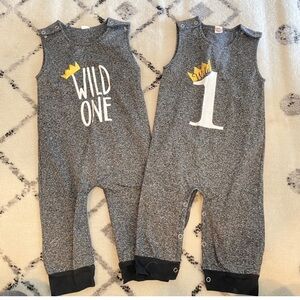 Twin matching rompers 9-12 months birthday outfits first birthday one year old